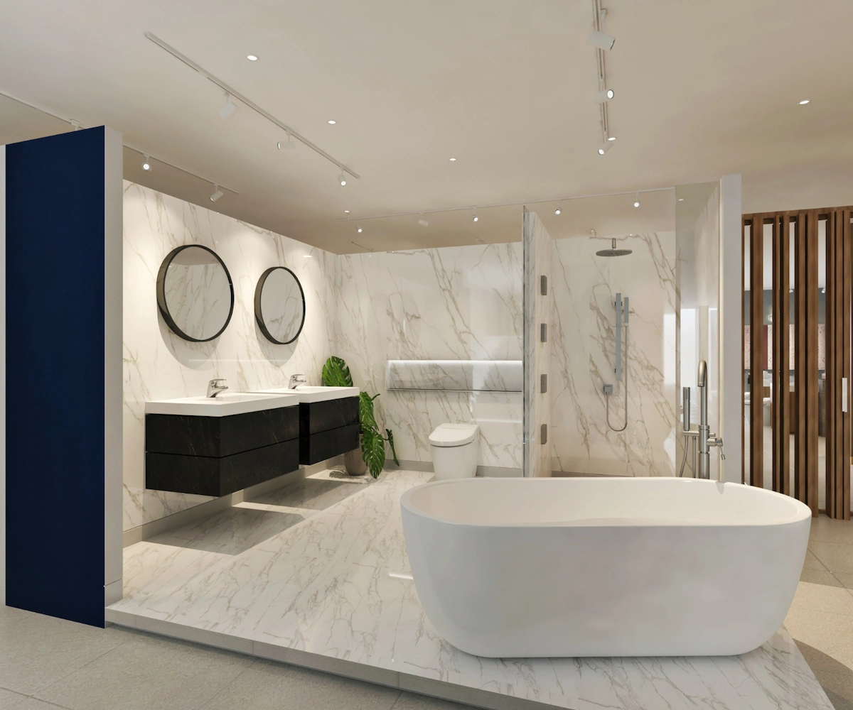 Aesthetic Luxurious Bathroom with a Bathtub